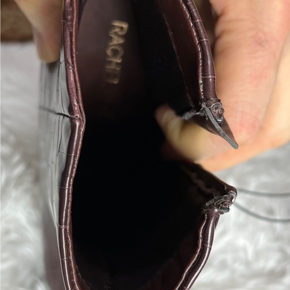 Rachel Zoe Deep Mahogany Croc Embossed Maya Platform Heeled Boots - Picture 11 of 13